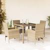 Vidaxl 5-Cz. Garden Furniture Set With Cushions, Beige, Poly Rattan