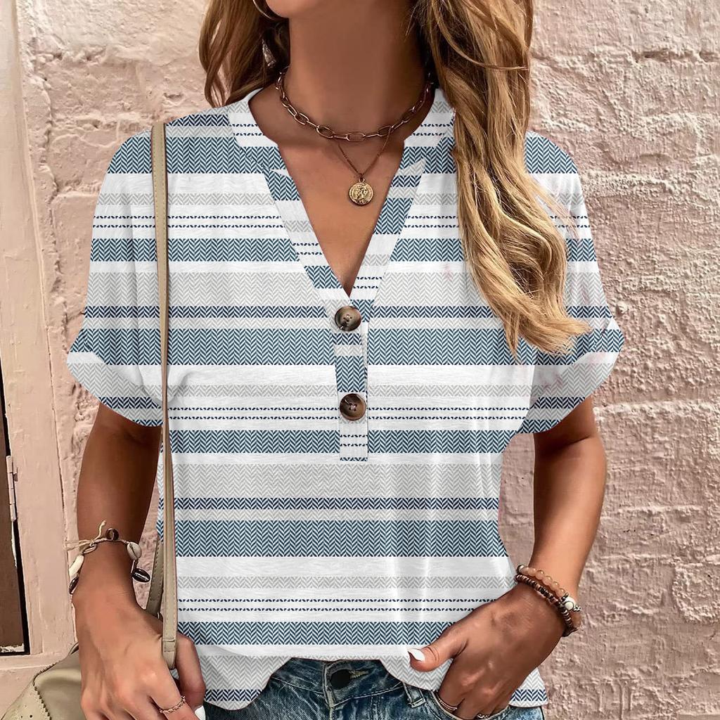 Women's T-Shirt Summer V-Neck T Shirt for Women Daily Fashion Short Sleeve Casual T-Shirt 3d Print Female Clothes