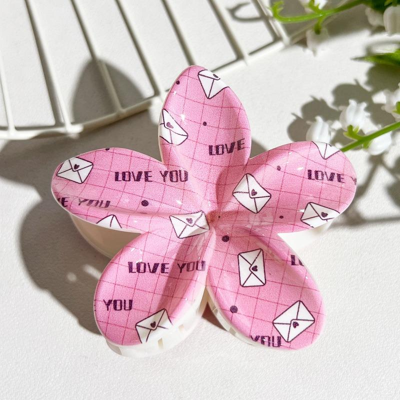 Printed Clips, Egg Flower Fresh and Light Hair Clips Back of The Head Updo Shark Clips