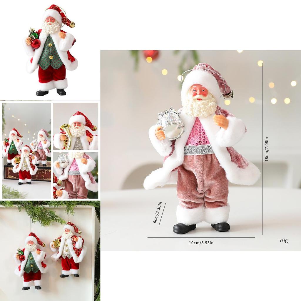 Cute Santa Claus Ornament With Musical Instruments Christmas Decoration Props For Holiday Decor And Window Display