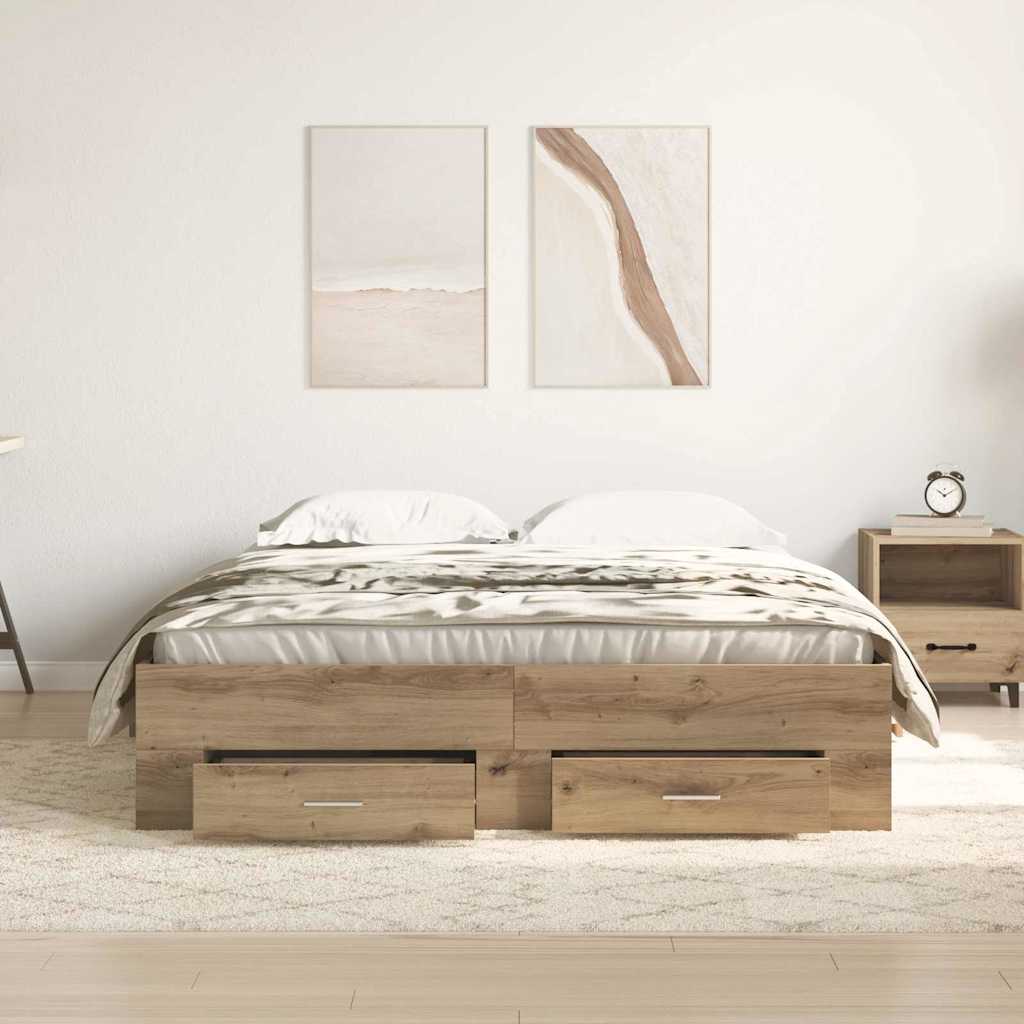 Artisan Oak Bed Frame 135 x 190 cm Wood Based Material