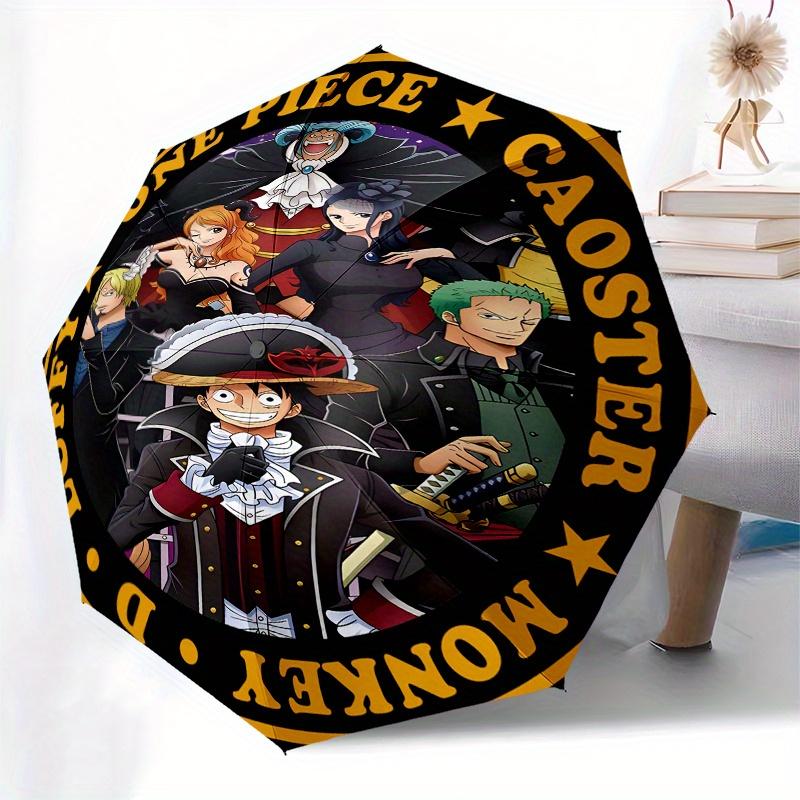 One Piece Monkey D Luffy Caoster AnimeAdesivo CircularGuarda-chuva, Guarda-chuva Compacto Dobrável Portátil para Homens e Mulheres Presente