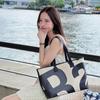 Canvas Tote Bag Large Capacity with Letter Print for Shopping Travel