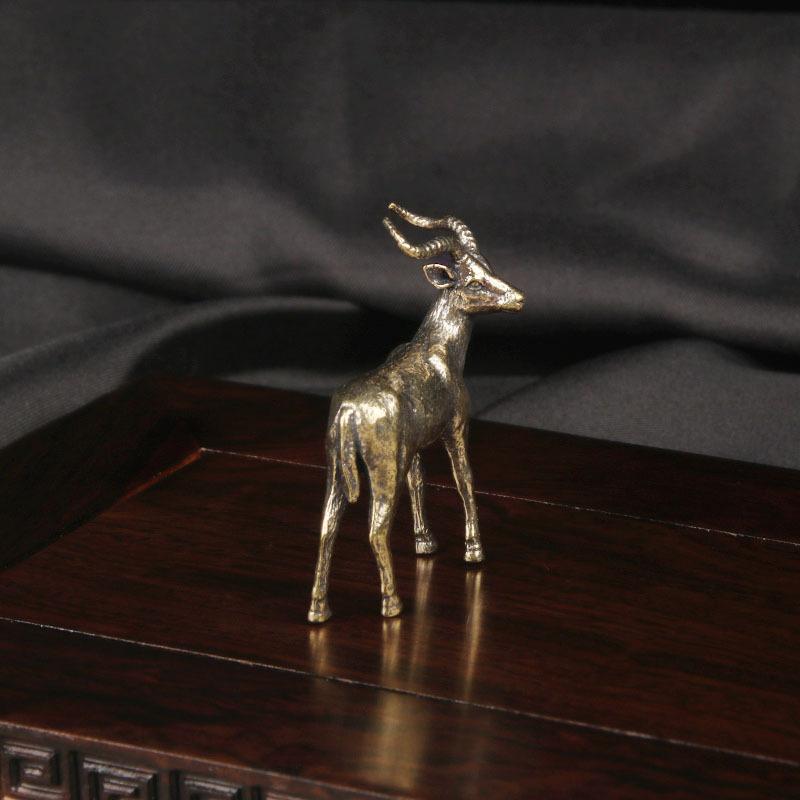 Vintage Brass Antelope Statue Retro Animal Sculpture Tea Pet, Decor Ornament For Home Office, Collector Gift