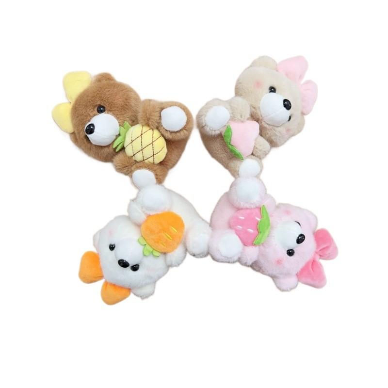 Cute Butterfly Bow Bear Plush Keychain With Gold Keyring For Bag Decor