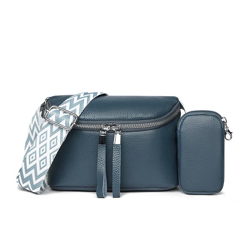 Two In One Women Vintage Underarm Bags  Cowhide Leather Shoulder Bag Multipocket Adjustable Strap Female Commute Daily Bags
