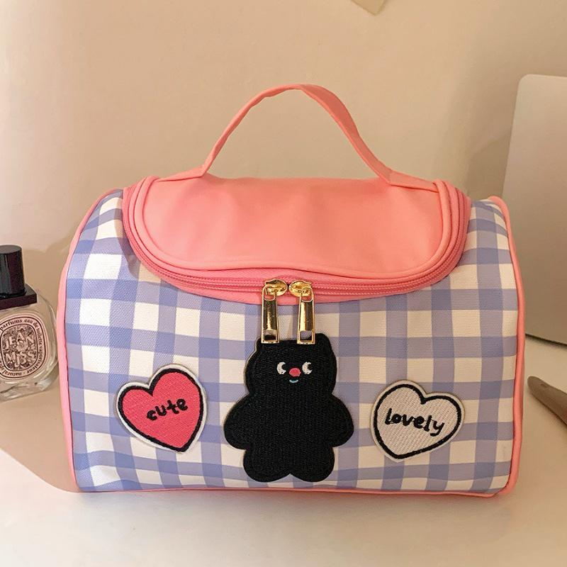 2024 New Large Capacity Cute Cartoon Kitten Cosmetic Bag for Women - Portable Skin Care Storage