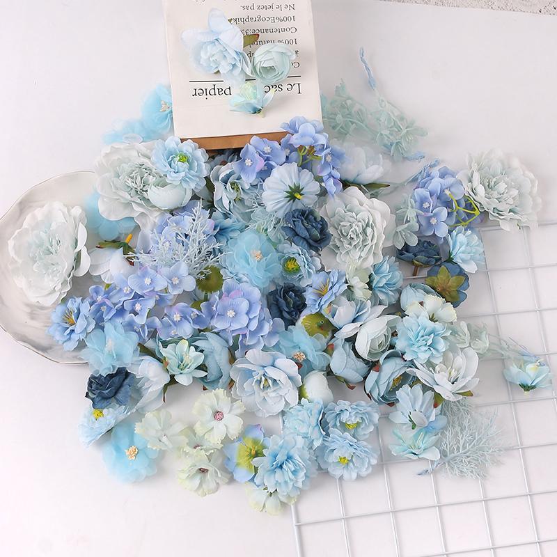 1bag Vintage Silk Rose Artificial Flowers for Home Room Wedding Decoration DIY Hair Accessory Corsage Craft Kit Fake Flowers