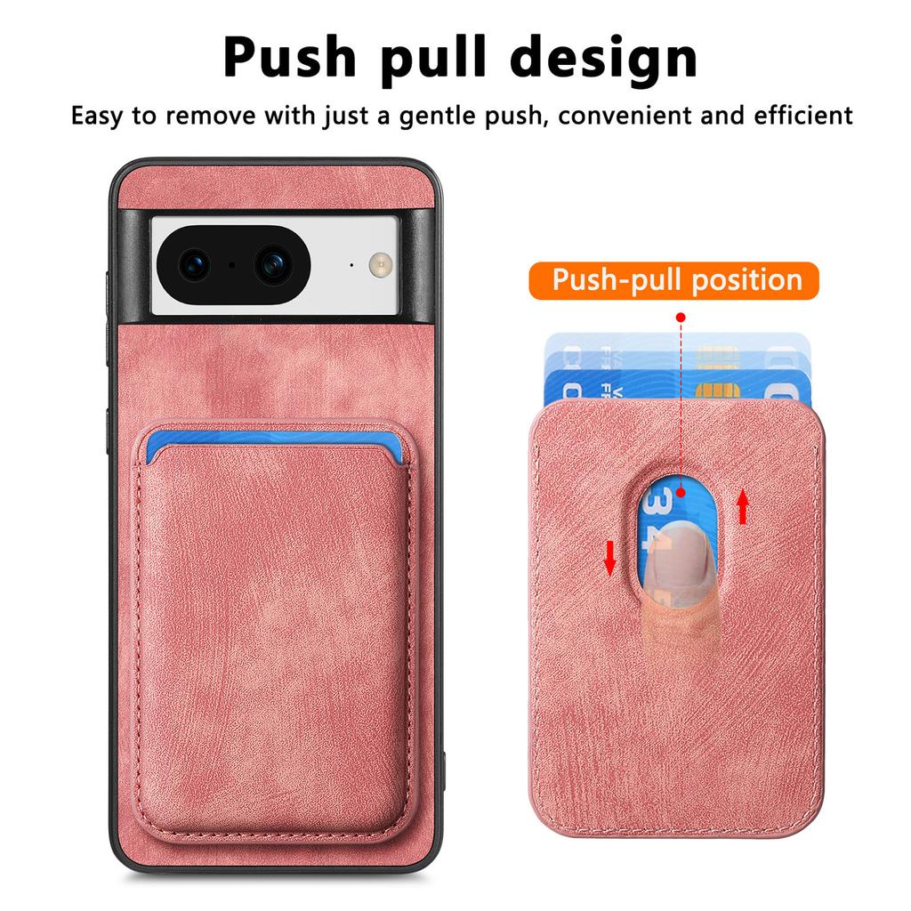 For Google Pixel 8 Anti-Scratch Case Compatible with MagSafe Leather Back Cover with Detachable Card Holder