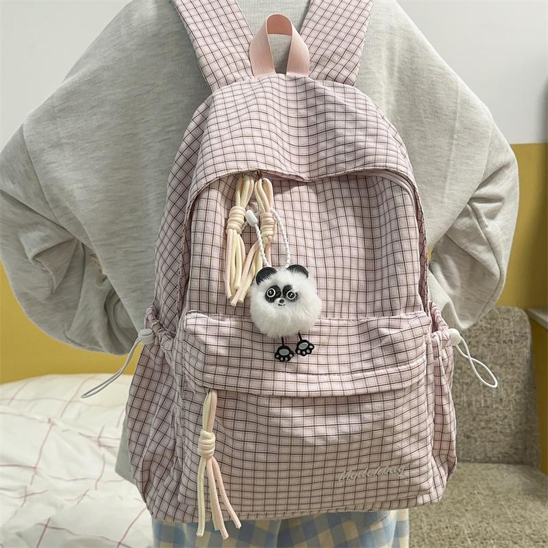 Campus Schoolbag Women's Plaid Backpack Student Large Capacity Backpack
