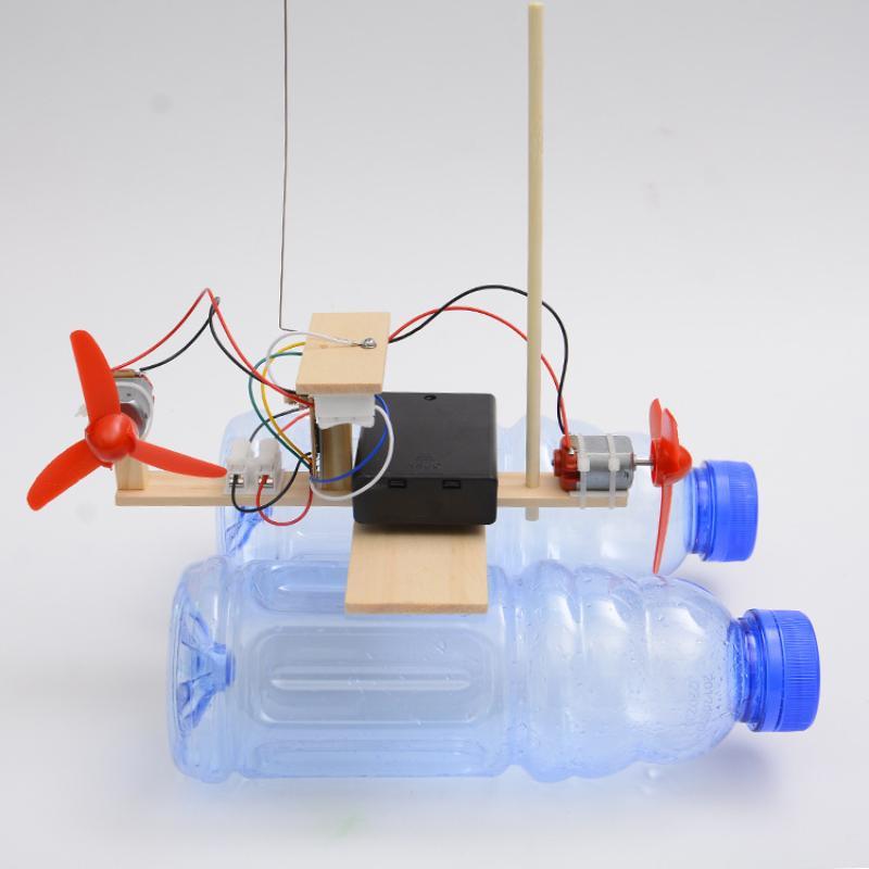 Sailable Wooden DIY RC Wind Ship Model STEM Educational Assembling Boat Toy for Pool Outdoor Play