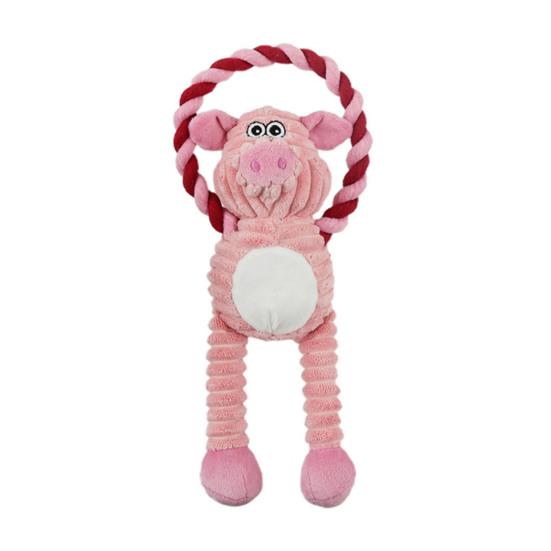 

Squeaky Dog Toy Cotton Rope Dog Toy with Built-In Sound Generator Durable Plush Chew Toy for Small Large Dogs Teeth Cleaning Boredom Relief Pet Toys розовый