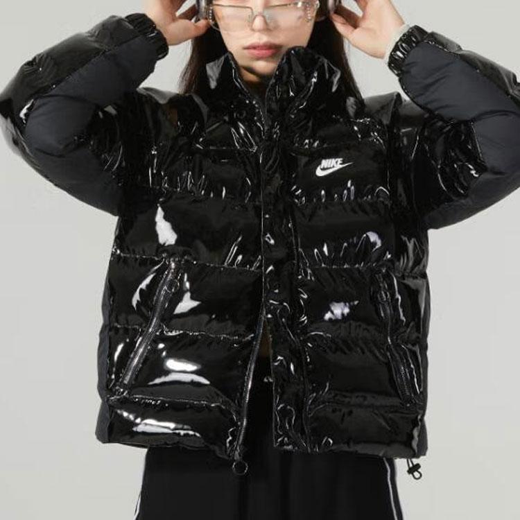 Nike Solid Logo Outdoor Quilted Lightweight Cotton Jacket Women Jacket Black FQ3575-010