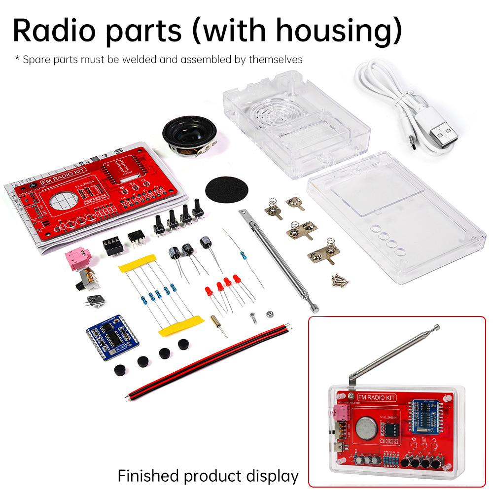 RDA5807 DIY FM Radio Electronic Kit 87-108MHZ Adjustable Digital Display FM Radio Module Welding Practice Accessories