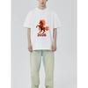 Svart T-shirt med flammande häst och 2026-tryck för vardagsbruk