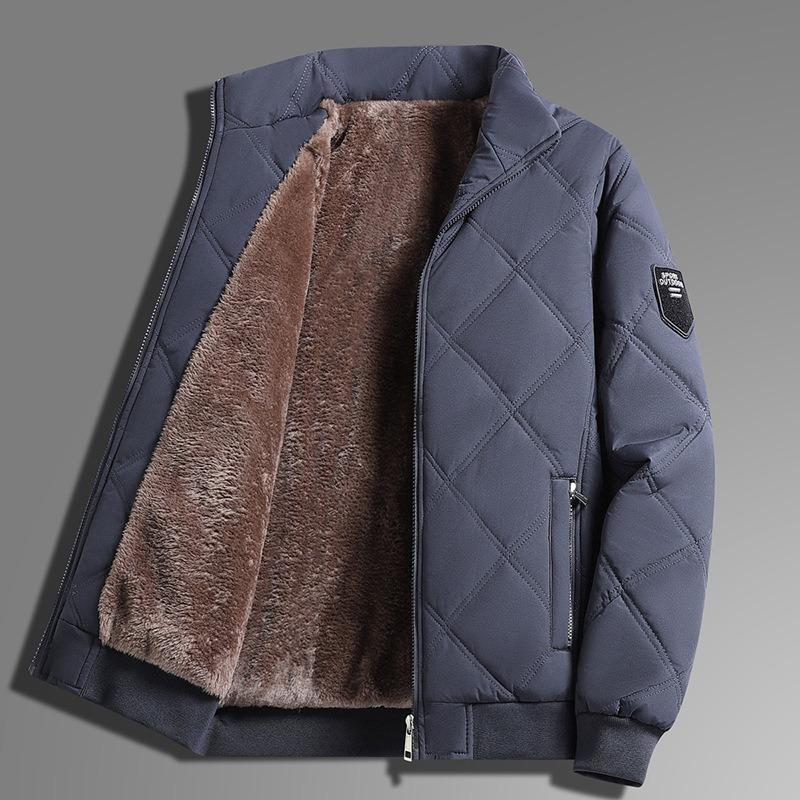 Mittlere Samt-Baumwolljacke Herren Herbst und Winter Thermische Stehkragenjacke Neue Trendige Marke Herren Freizeit Baumwollwattierte Kleidung