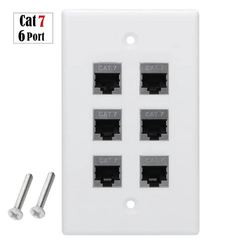 Reliable Wall Plate with Multiple Port, US Faceplates, White Ethernet Wall Outlet Cat7 Face Plate for Keystones Couplers