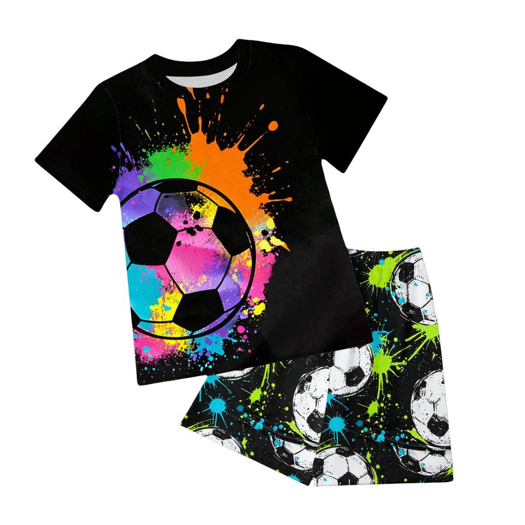 Football Field 3D Printed Children's Set Fashion T-shirt Shorts T-shirt Boys and Girls Sportswear Set
