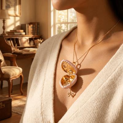 Playful Design Opening Closing Phase Box Necklace Adjustable Chain Hinged Pendant Necklace Daily