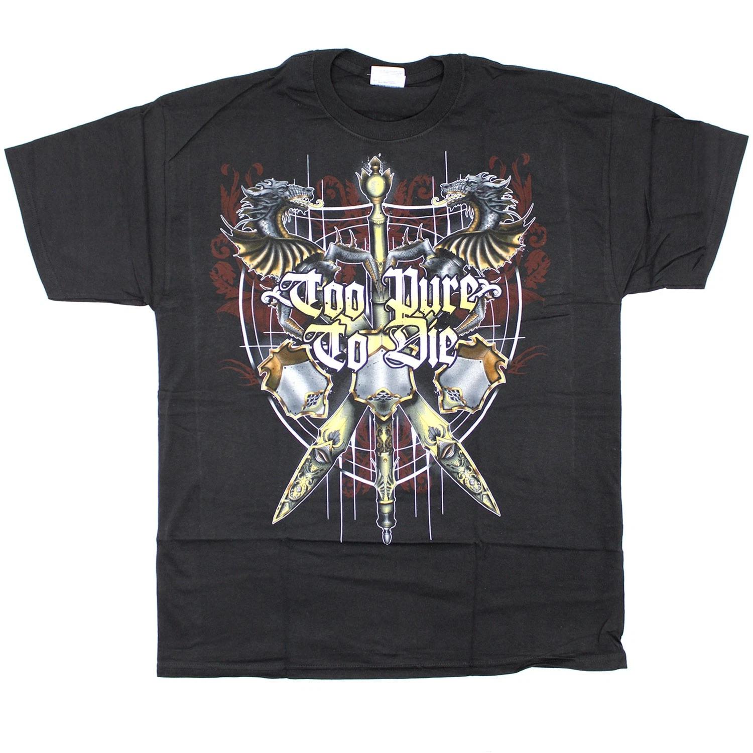 Men s Too Pure To Die Swords T-shirt Medium Black L