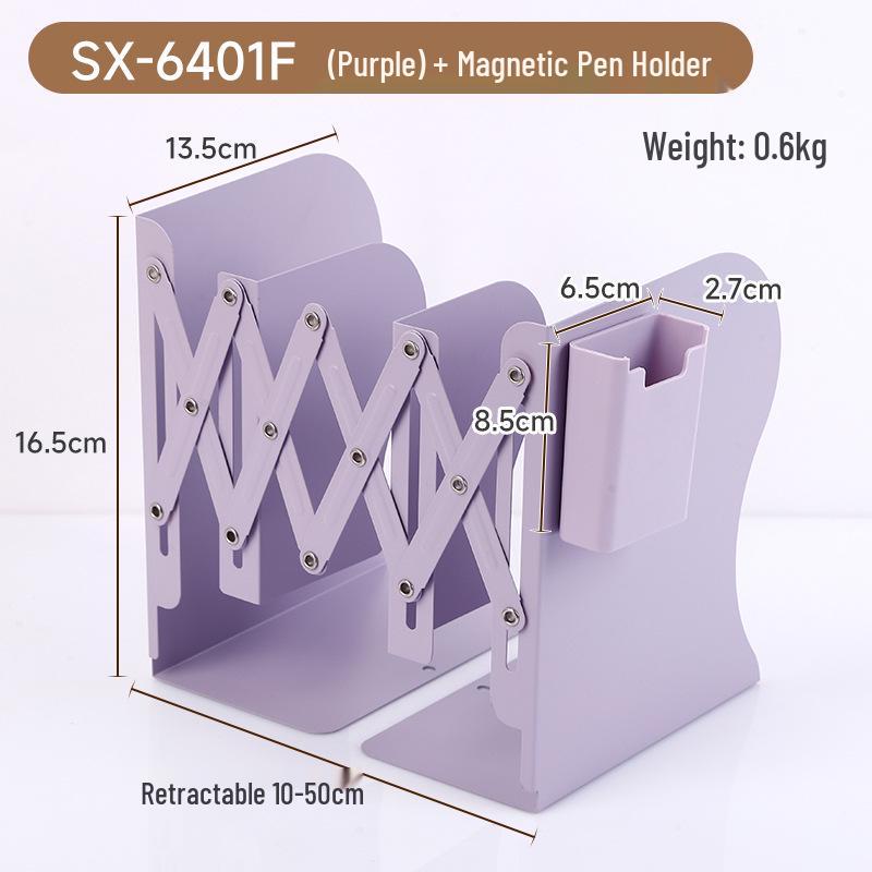 Magnetic Retractable Book Stand with Pen Holder - Desktop Bookcase Divider and Folding Fixer.