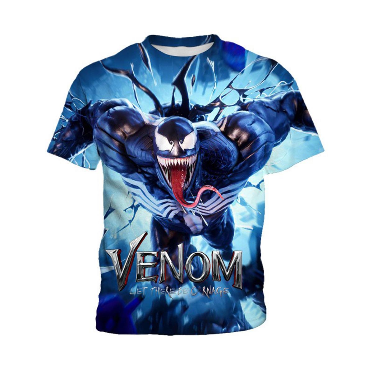 

Marvel Movie Merchandise Venom 3D Printed T-shirt Creative Role-playing Round Neck Tops Summer Men s Loose Short Sleeved Clothing XXS