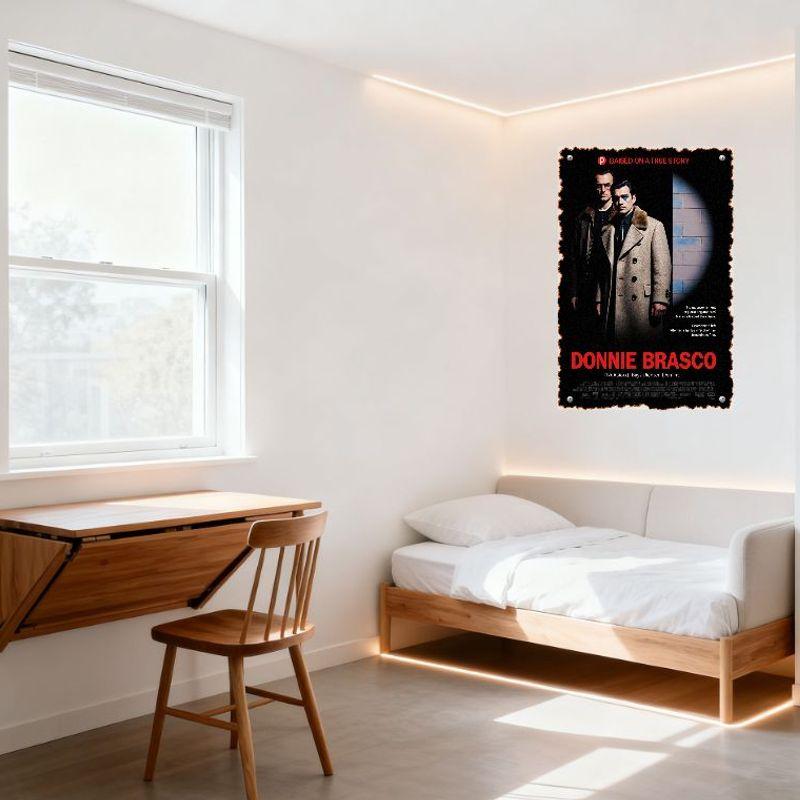 Donnie Brasco Vintage Filmplansch Metallplåtsskylt, Gangster Kriminaldrama Väggkonst för Hem Bar Café Man Cave Inredning