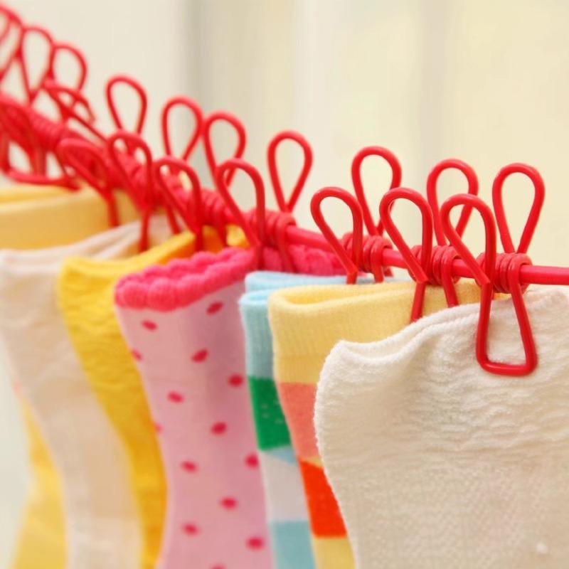 Portable Clothes Line with 12 Clips Multi - Function Extendable Clothesline Rope Tender Clothes Outside