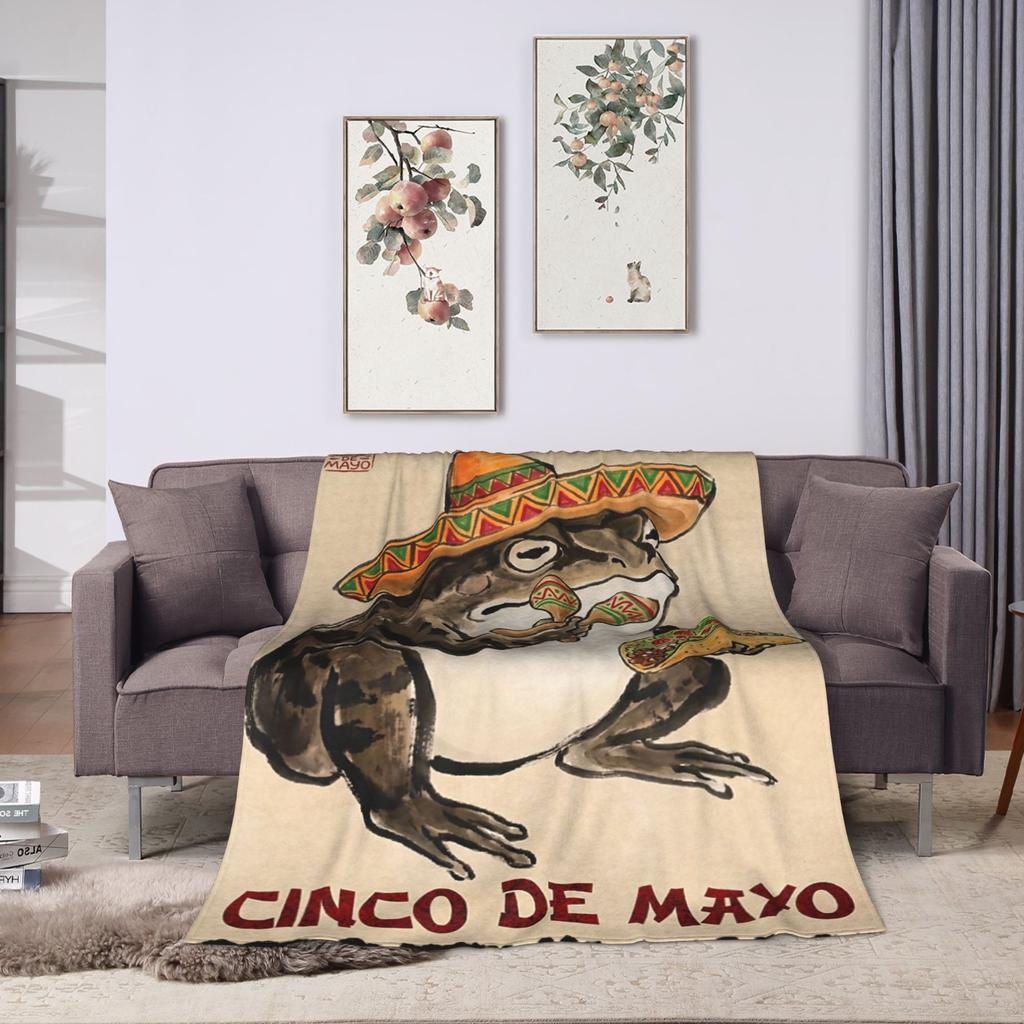 Warm Soft Blanket Boy Girl Travel Grumpy Frog Cinco De Mayo Anime Japanese Throw Blanket Flannel Bedspread For Couch Chair