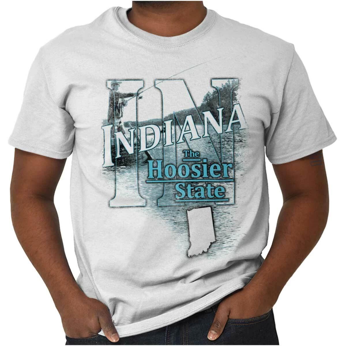 Indiana Fishing Lake Souvenir Travel Tourist Adult Short Sleeve Crewneck Tee S