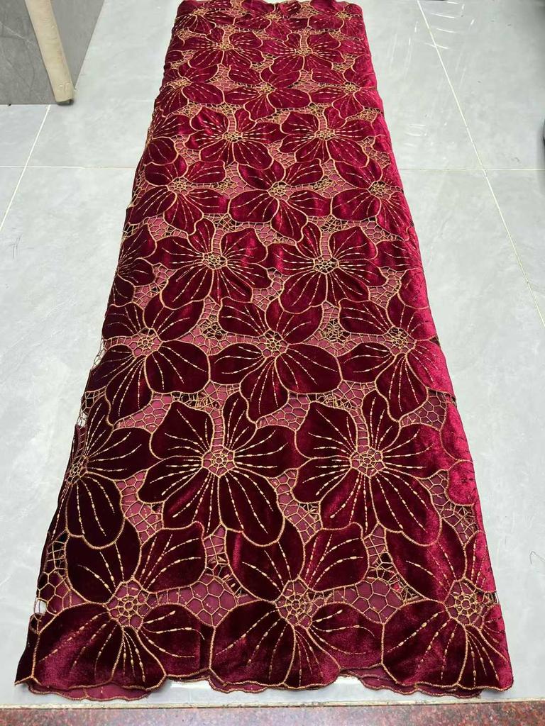 Luxury African Velvet Lace Fabric Nigerian Lace Fabric 2025 High Quality Embroidery Luxurious Wedding Dress For Women Dresses