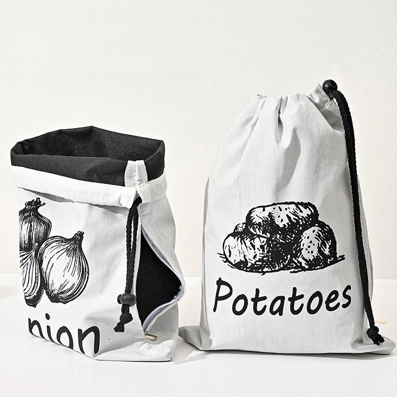 Potato Onion Garlic Storage Bag Durable Kitchen Vegetables Storage Pouch Drawstring Food Storage Bags with Zipper