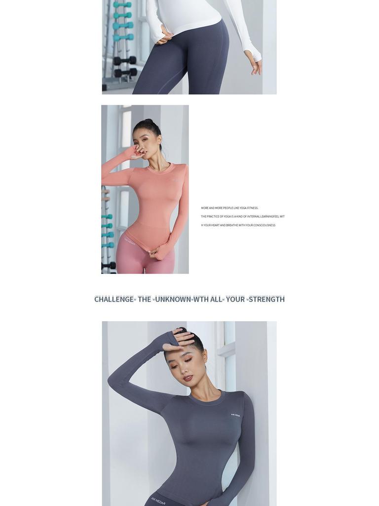 Xiaohongshu Women's Quick-Dry Breathable Long-Sleeve Yoga Tops - Sweat-Absorbent, Tight-Fit, Ideal for Autumn Running & Fitness.