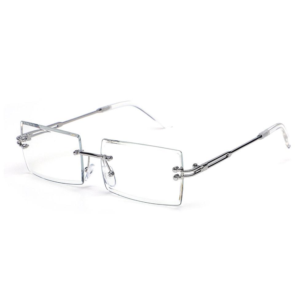 Retro Fashion Sunglasses Frameless Rectangle Gradient UV400 Women Summer Travel Metal Rimless