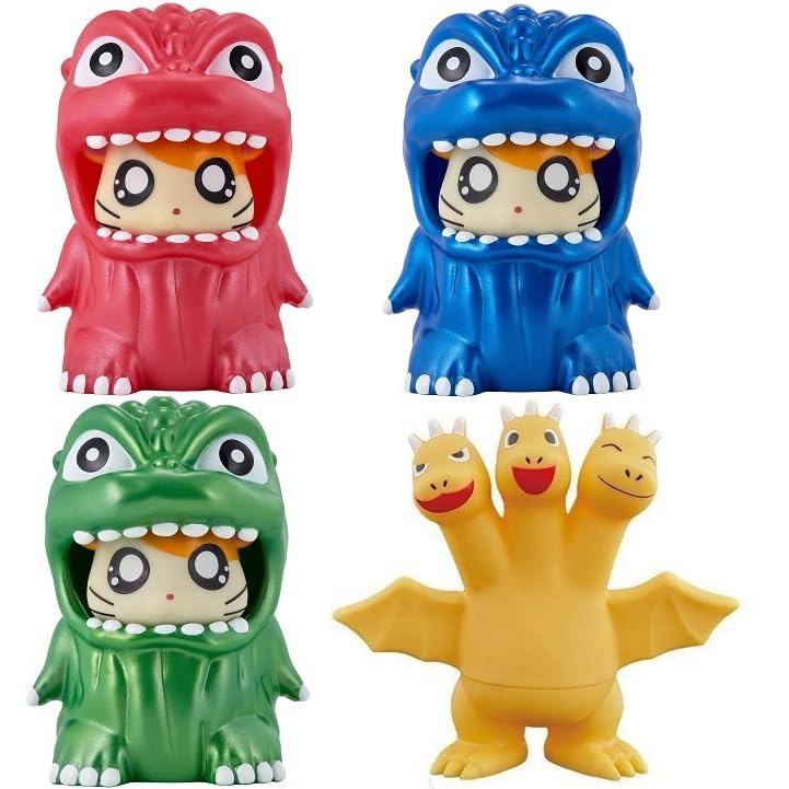 

Movie Monster Series 4-Piece Set: Godzilla Ham (Metallic Red ver.), Metallic Blue ver., Metallic Green ver.) + Chibi Ghidorah