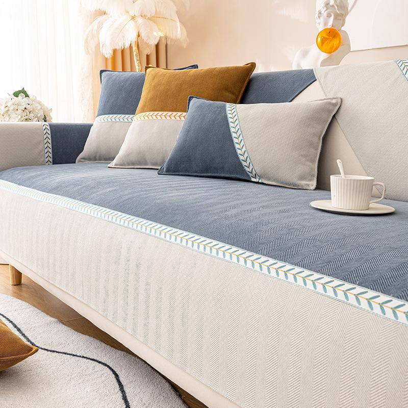 Herringbone Pattern Sofa Cushion Four Seasons Universal Non-Slip Stitching Cushion Simple Modern Sofa Cover Cover Cloth