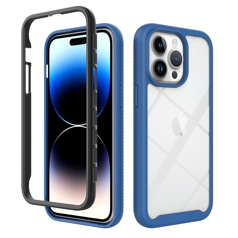 

For iPhone 15 Pro Max Anti-drop Back Case Acrylic+PC+TPU Hybrid Phone Cover Dark Blue