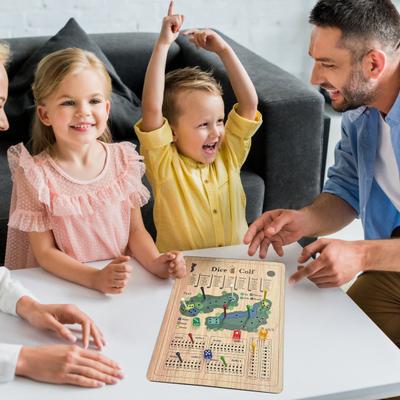 1 conjunto de jogo de tabuleiro de dados de golfe de madeira portátil para viagem placar de golfe