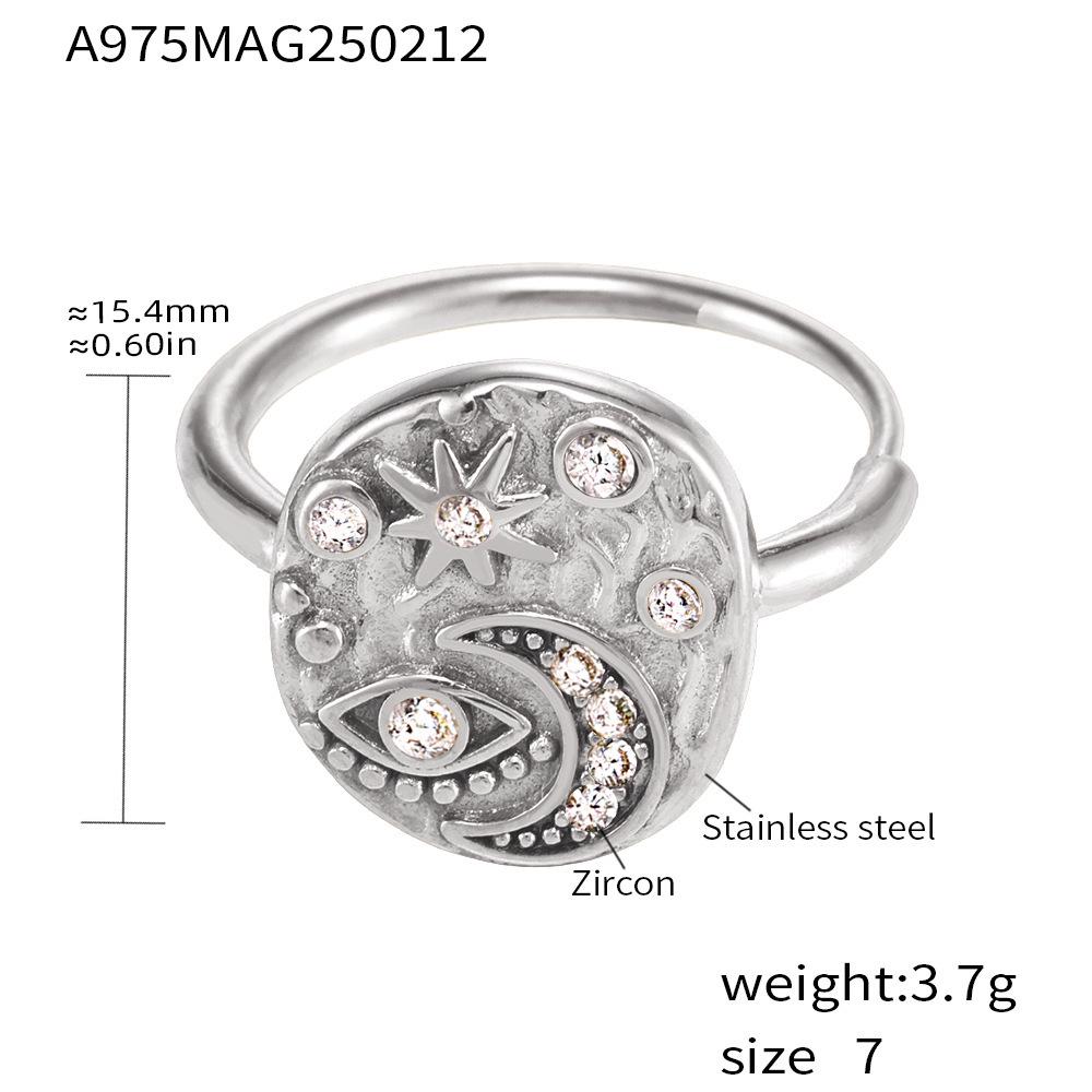 Qiong Yao 5A Zircon Star and Moon Ring: Light Luxury Women s Fashion with Devil s Eye Design