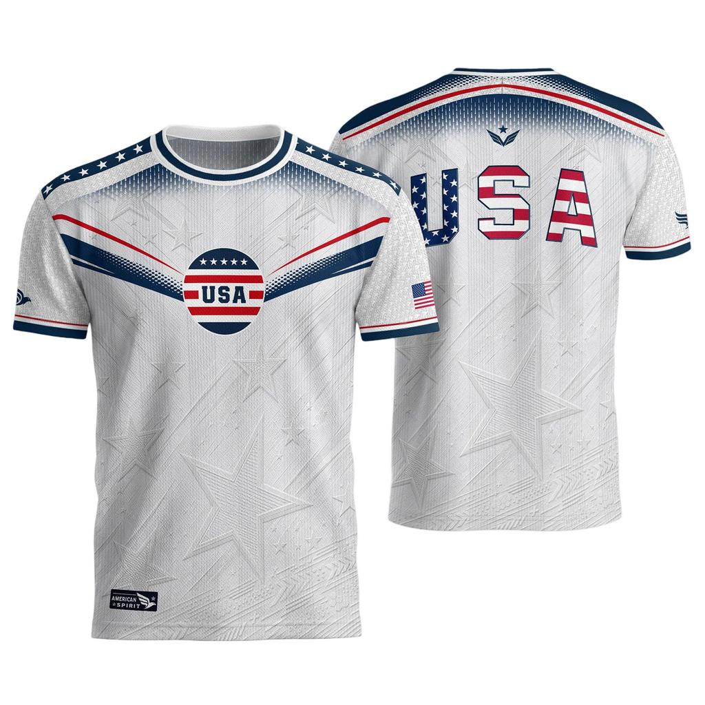 USA Men's Casual Letter Print Short Sleeve T-Shirt