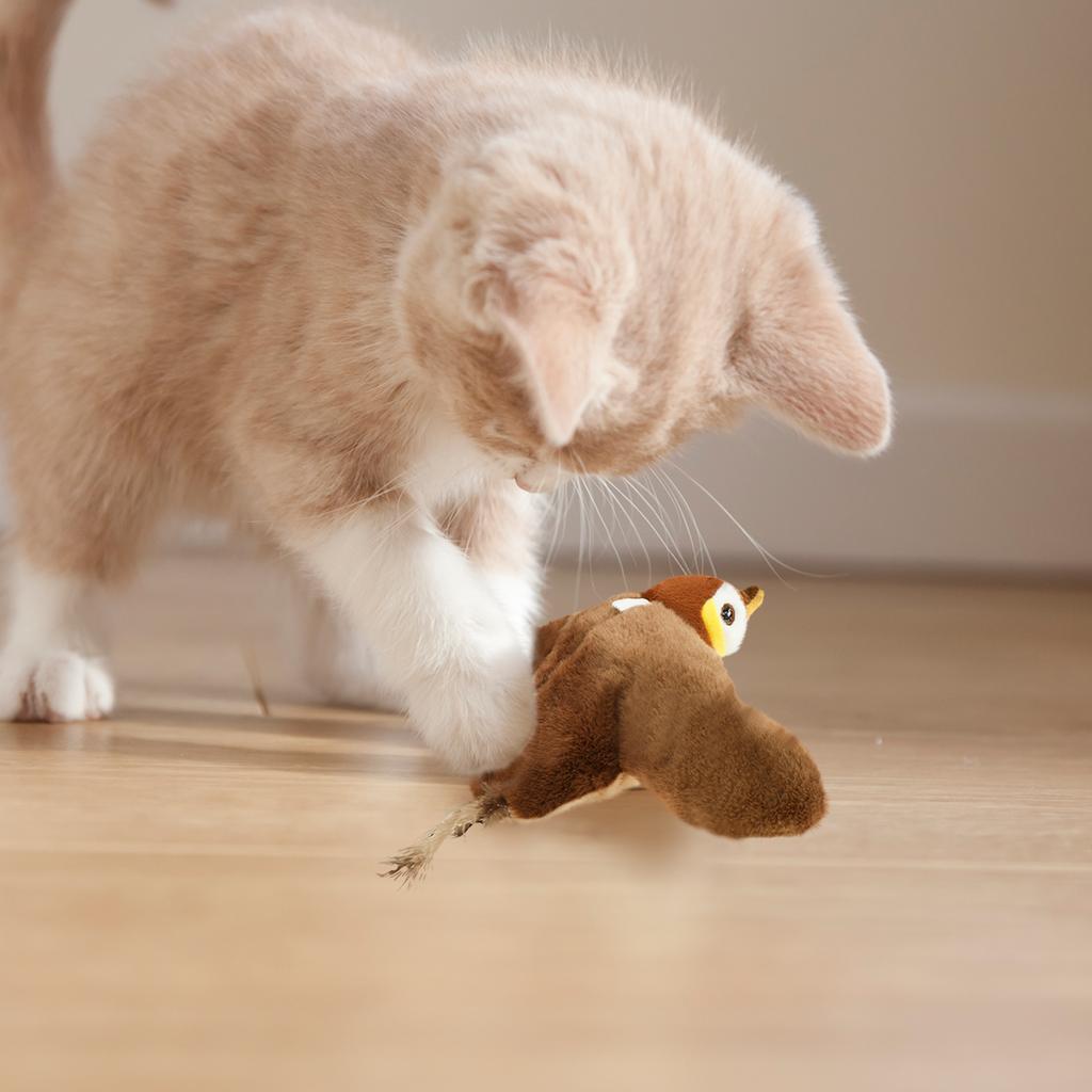 Interactive Cat Toys Bird Electric Flapping Wings Sound Chirping Bird lifelike Rechargeable Pet Cat Activated  Plush Toys