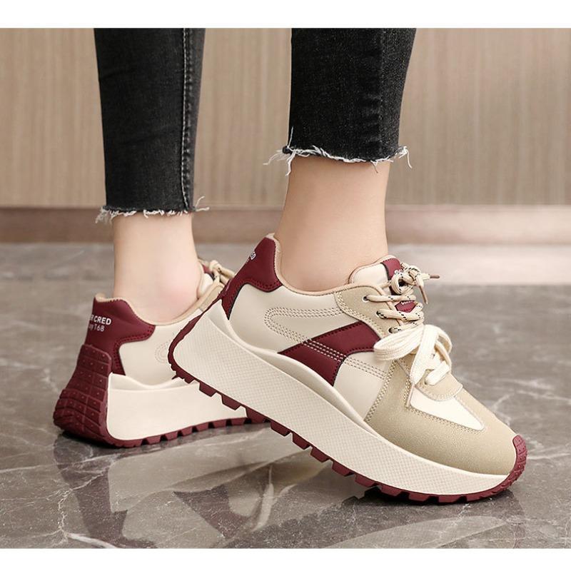 Sneakers Chunky in Pelle da Donna 2026 Moda Mix Colore Piattaforma Scarpe Sportive Donna Casual Suola Spessa Scarpe da Corsa Zapatos Mujer