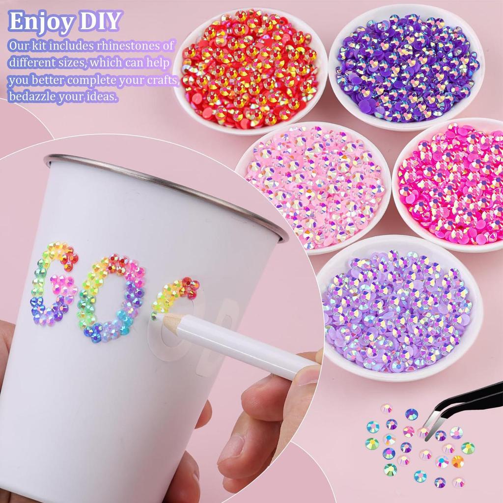 Resin Jelly Rhinestones Kit Round Flatback Non Hotfix Glitter Crystal Gem For DIY Clothes Nails Art Decorative Accessories