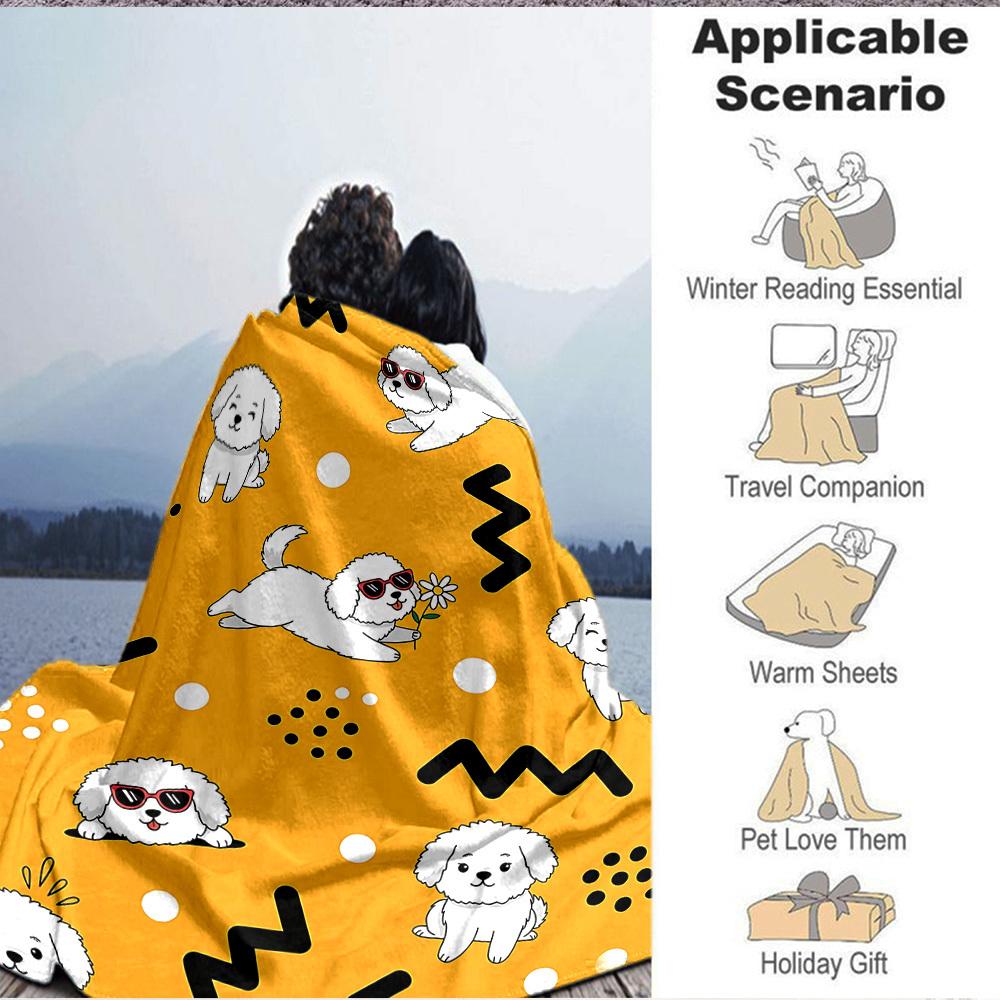 1pc Puppy Playful Blanket, Lightweight Flannel Throw Blanket for Sofa, Bed, Travel, Camping, Living Room, Office, Couch, Chair, and Bed