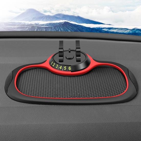 Car Anti-Slip Storage Mat Phone Holder Dashboard Organizer Washable Heat-Resistant Free Rotation Auto Phone Holder with Parking Number