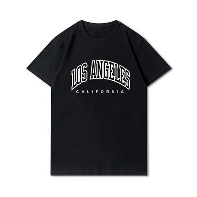 Plus Size 100% Cotton Summer Oversize Women T Shirts Los Angeles Printed Casual Tops O Neck Tees