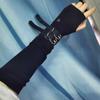 Spandex Ice Silk Finger Sleeves Hip-hop Y2K PU Wristband Sun Protection Punk Black Arm Cover  Girls