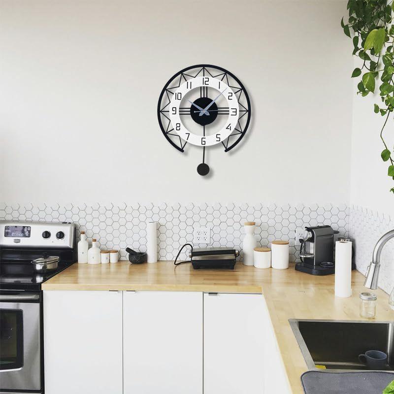 Wall Clock for Home, Office, Living Room, Bedroom, Kids Room & Kitchen | Big Stylish Latest Home Decor | (34 X 40 CM) | Black Color (Battery Included)