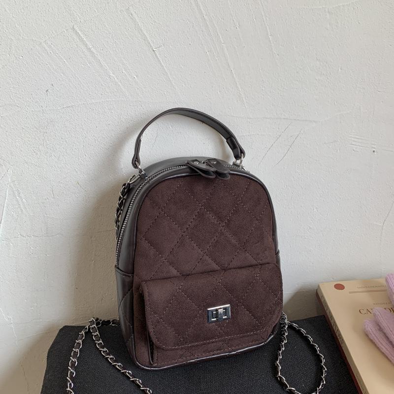 

Rhombus retro small bag for women 2025 new fashion chain backpack high value fashion small schoolbag for women