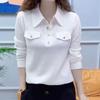 Camicia a mezza bottonatura Temperamento Top alla Moda da Donna Versatili Nuovo Stile alla Moda Top da Sotto